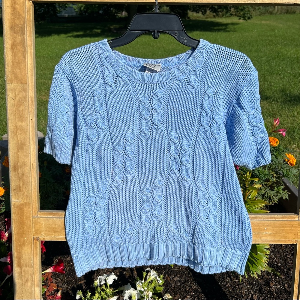 Blue Short Sleeve Sweater
